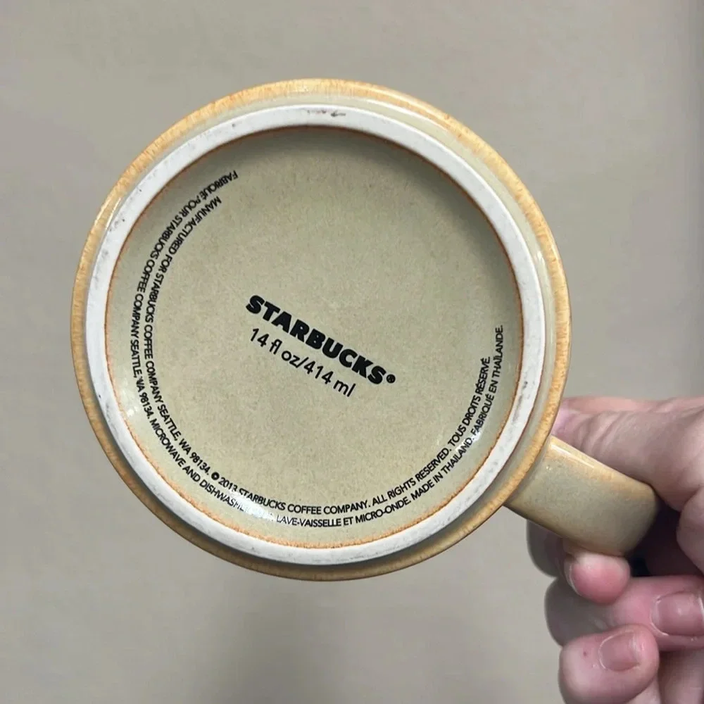 Starbucks Incise Leaf Mug in Tan and Brown Coffee Mug From 2013